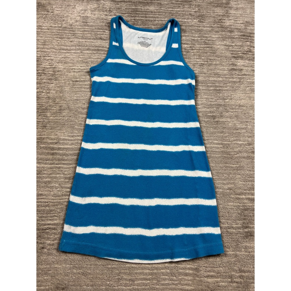Liz Lange Maternity Tank Top Women Medium Blue White Striped Scoop Neck Cotton